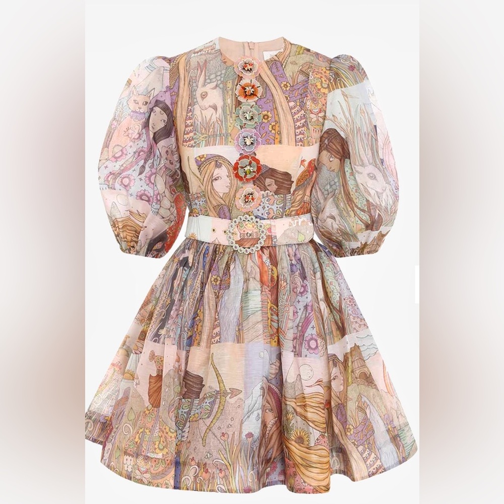Zimmermann The Kaleidoscope Puff Sleeve Mini Dress